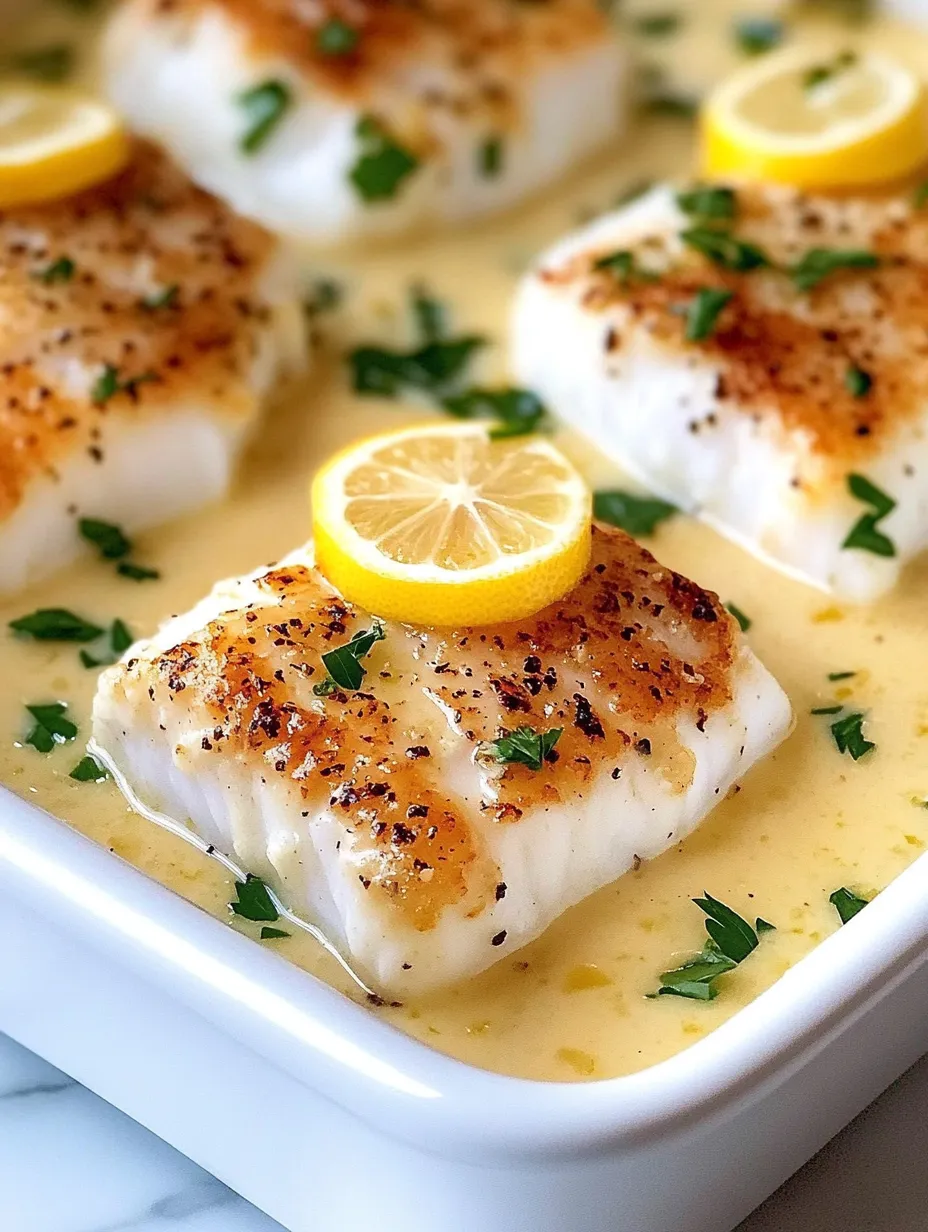 Ein Teller Fisch mit Zitronenscheiben oben drauf.