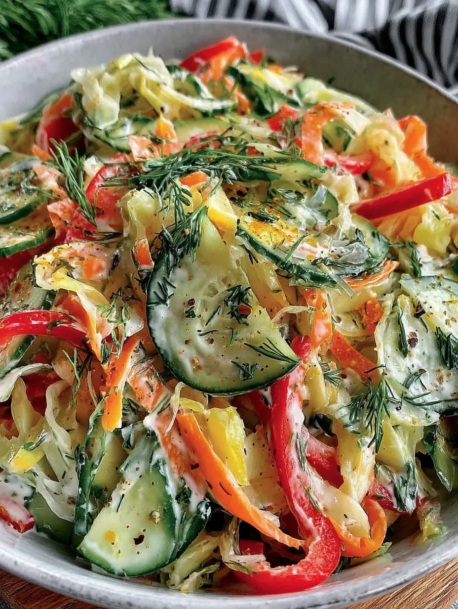 Ein bunter Salat mit frischen Gurken, Möhren und Tomaten, unterstützt beim Abnehmen.