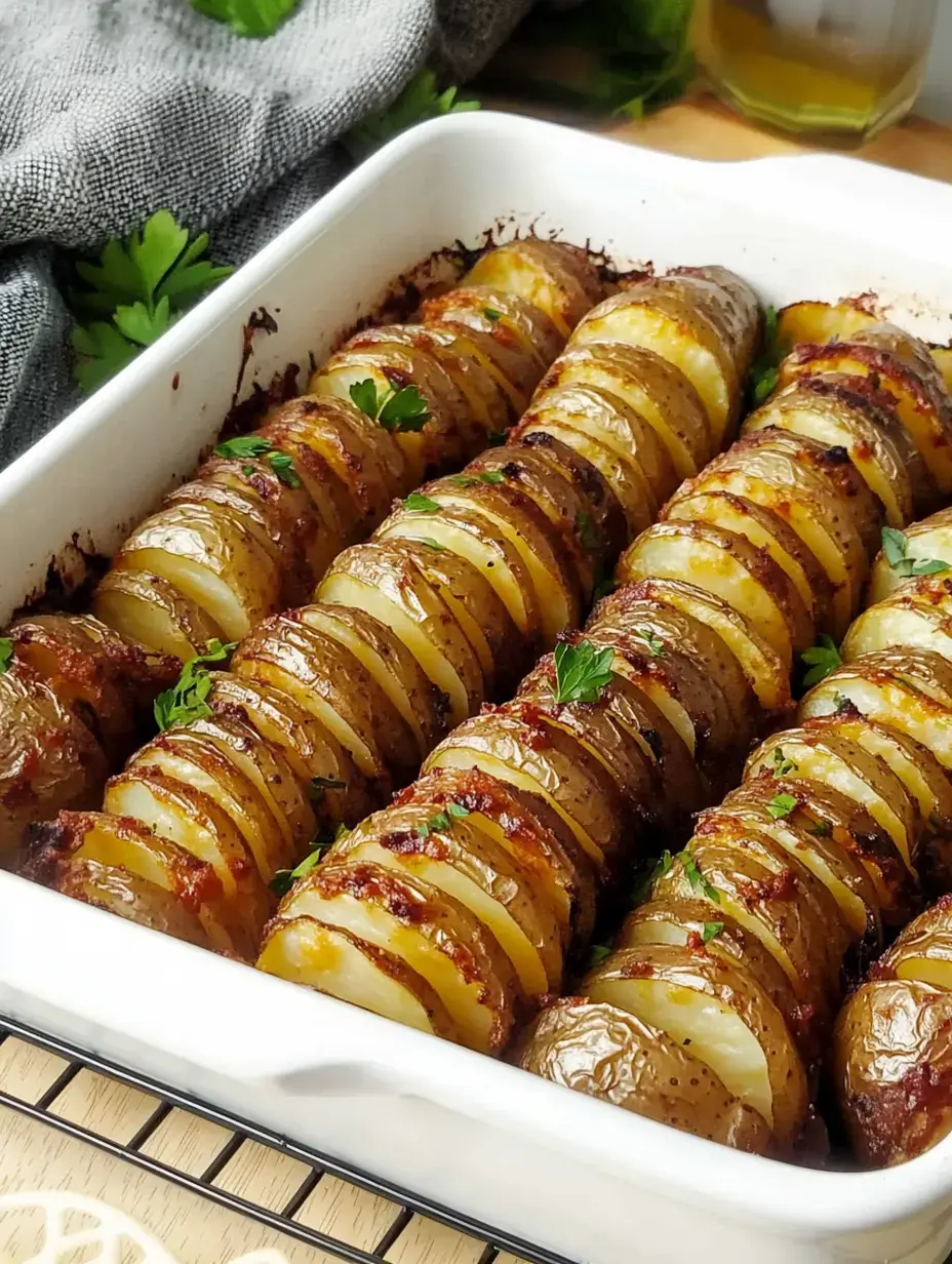 Kartoffelauflauf mit knusprigen Kartoffelscheiben und frischer Petersiliengarnitur.