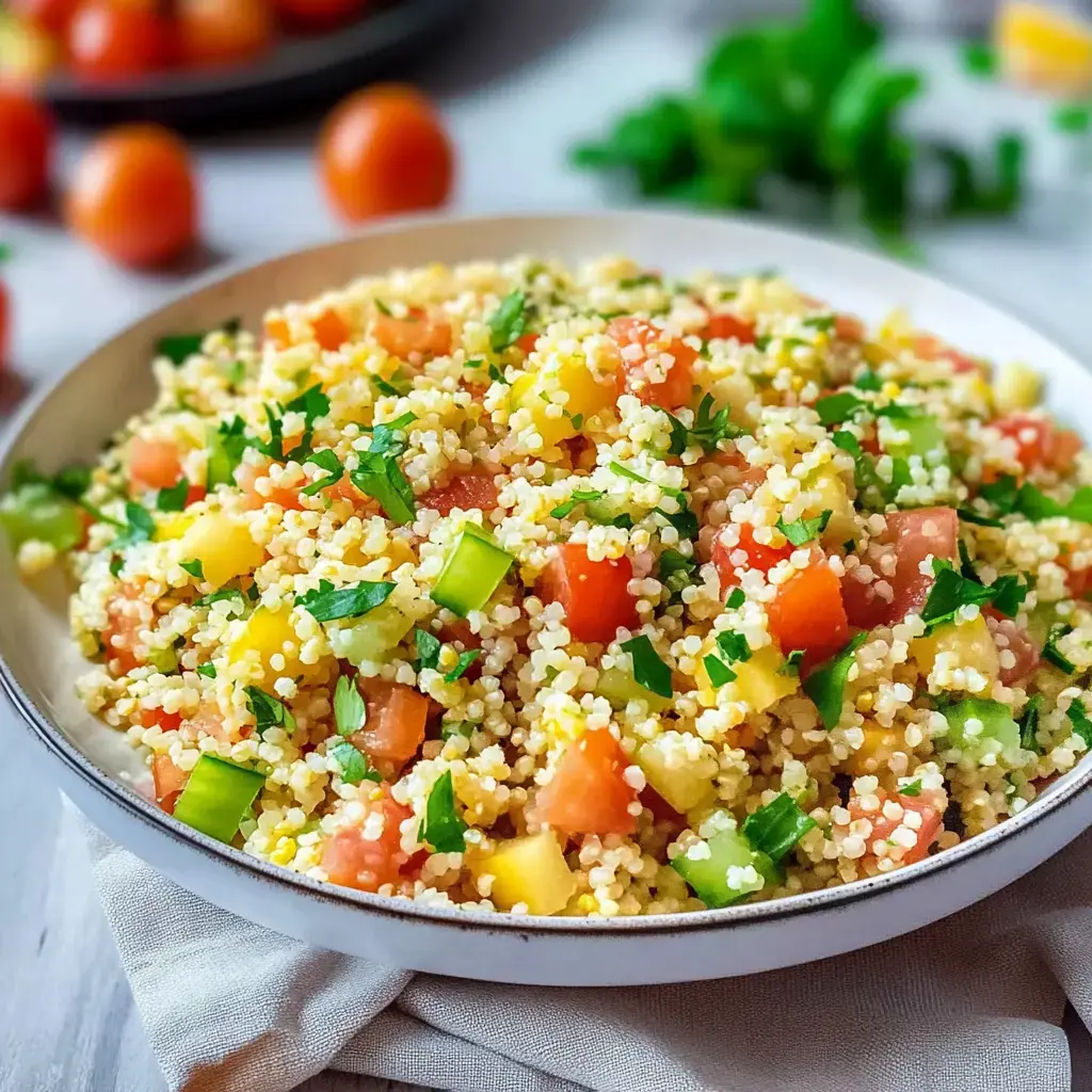 Ein farbenfroher Salat mit Tomaten, Paprika und Petersilie in einer Schale.
