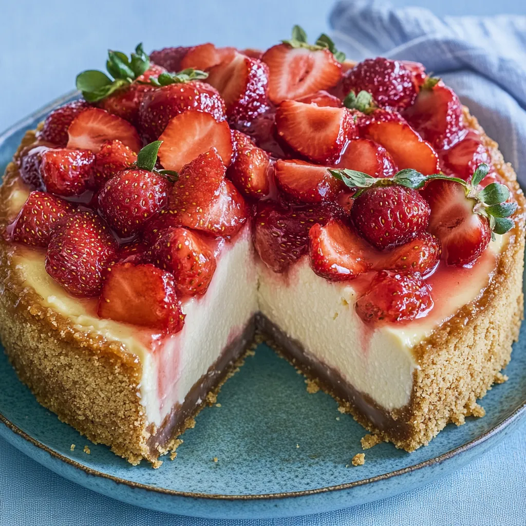 Sahniger Käsekuchen mit Erdbeeren