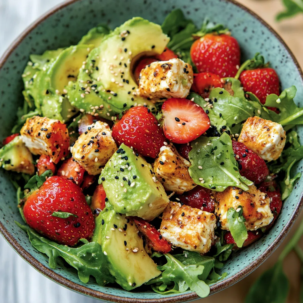 Erdbeer Hähnchen Salat mit Avocado