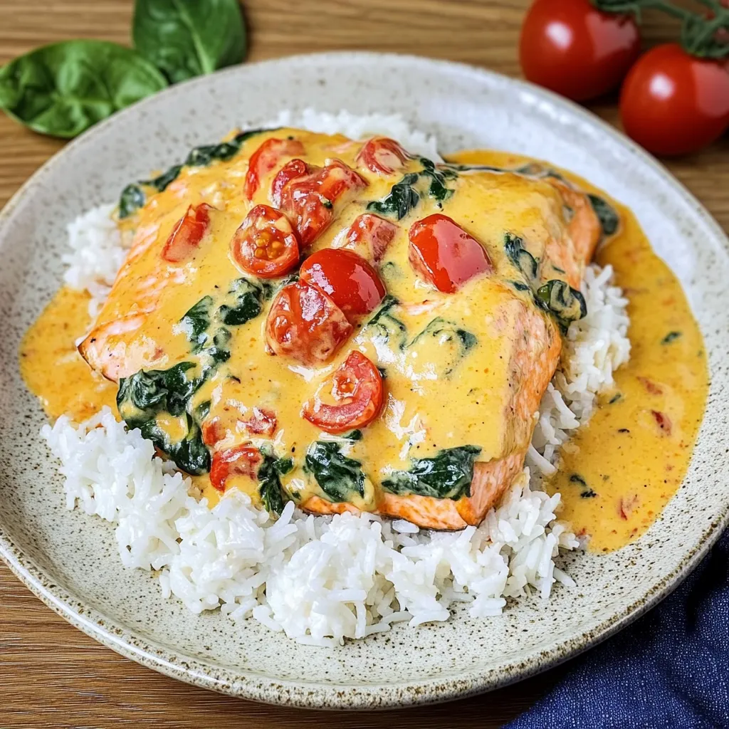 Lachs in Parmesan-Kokossauce mit Reis