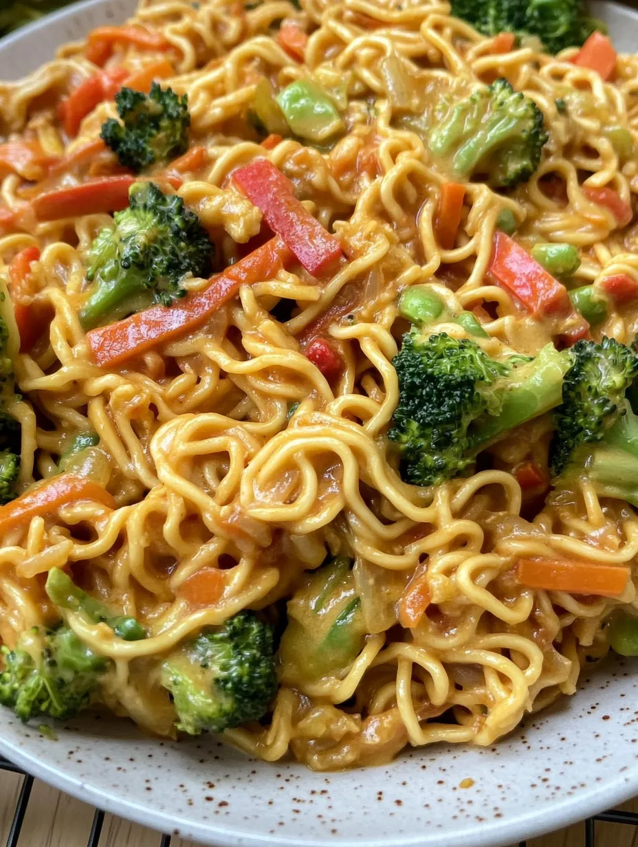 Mie-Nudeln mit Erdnusssauce und Gemüse
