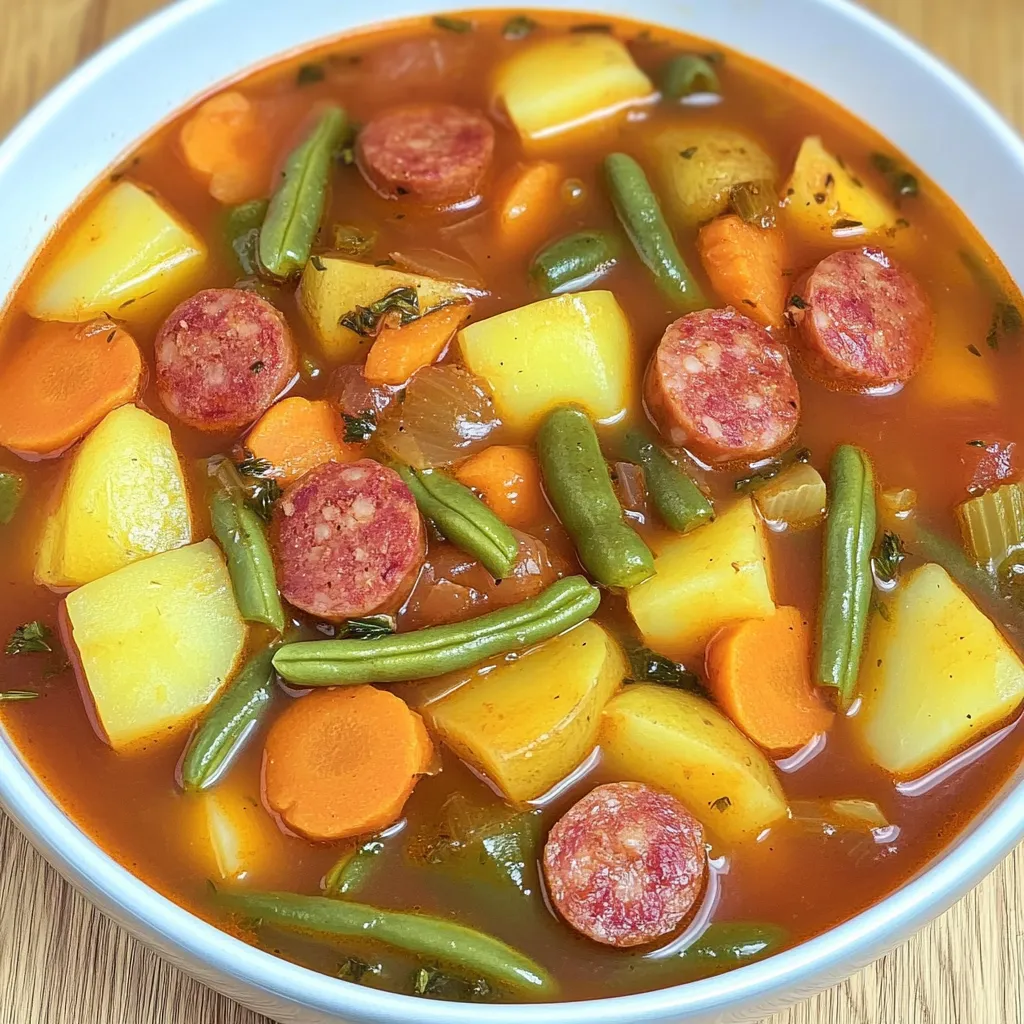 Cabanossi-Eintopf mit Kartoffeln, Karotten und Bohnen