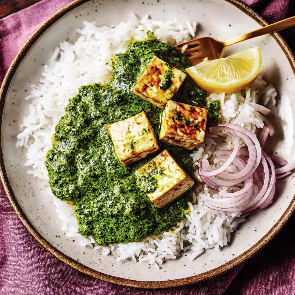 Grünkohl Saag mit Kokosmilch und Tofu