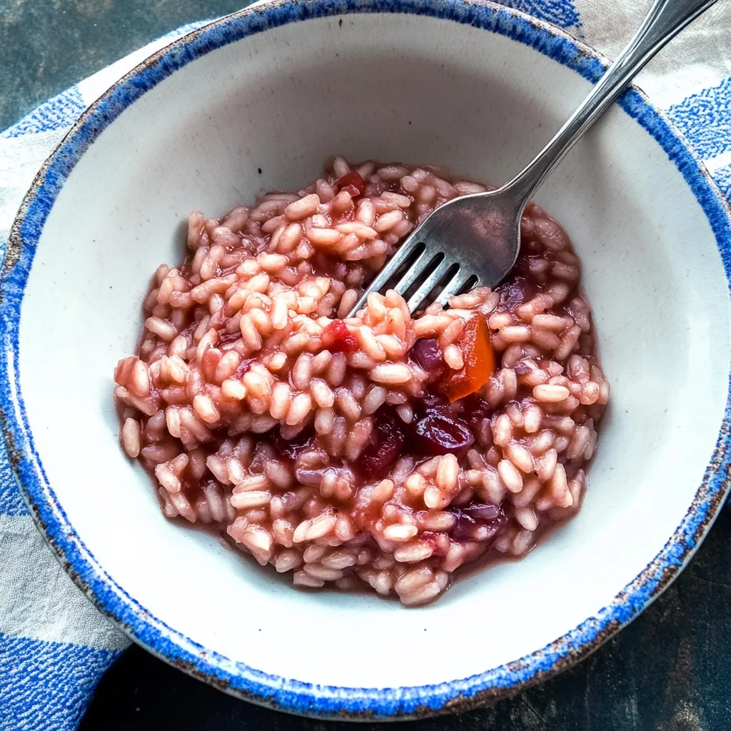 Risotto mit Rotwein und gebräunten Zwiebeln