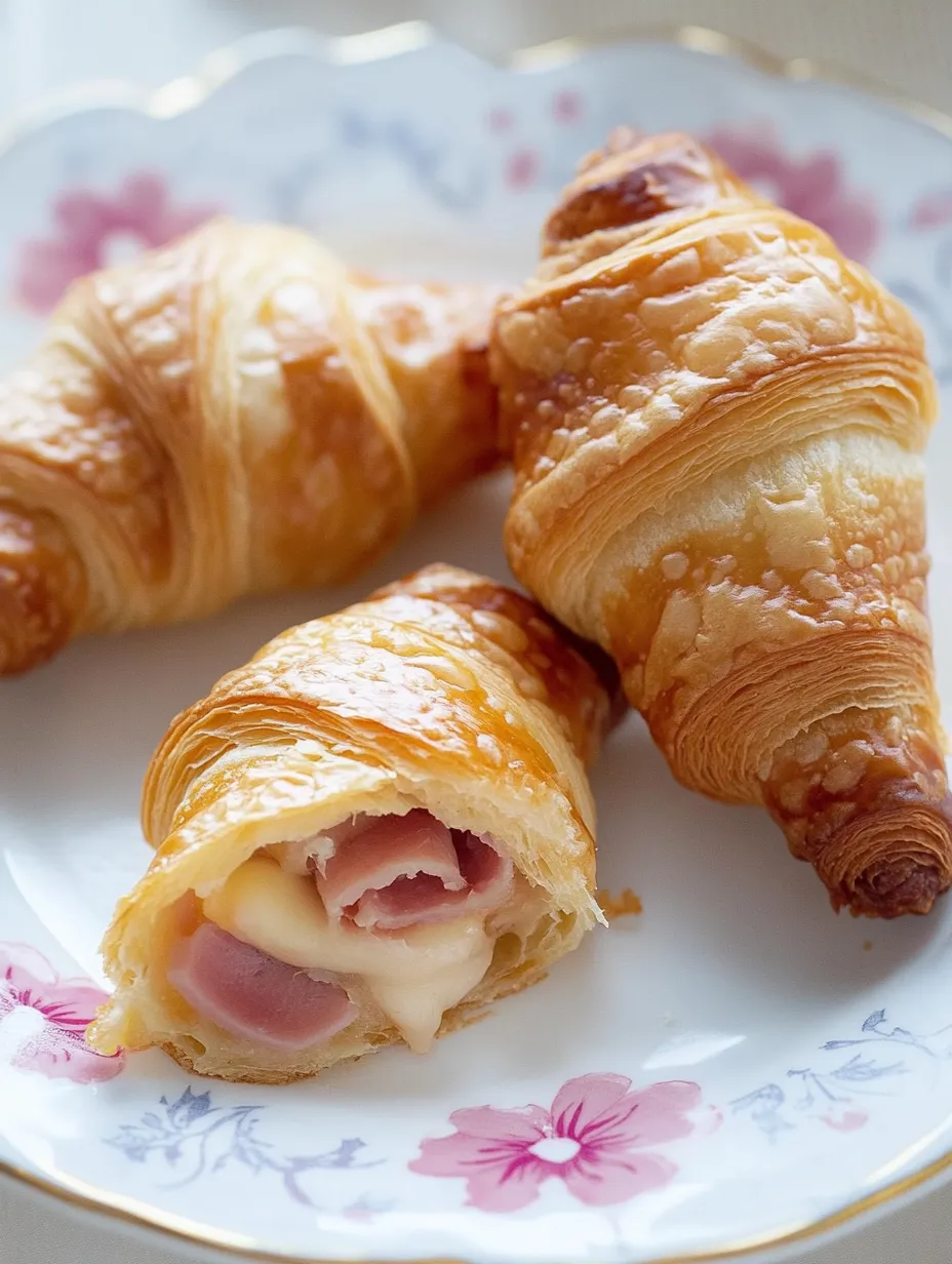 Herzhafte und knusprige Hörnchen mit Schinken-Käse-Füllung und Frischkäse