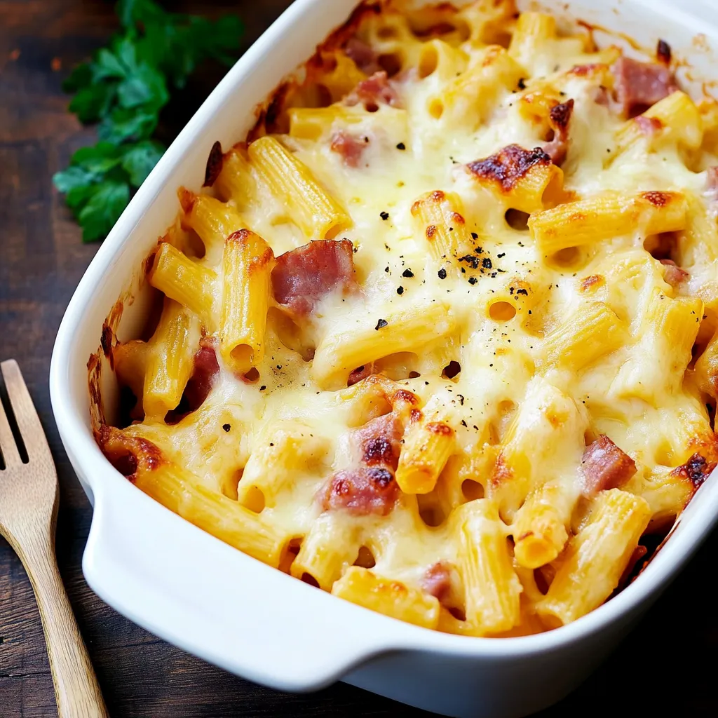 Nudel-Schinken-Gratin – einfacher Nudelauflauf