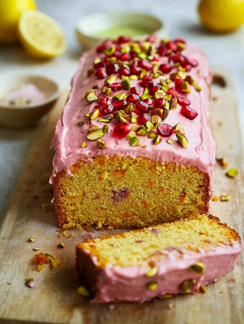 Aromatischer Karottenkuchen mit knackigen Pistazien und frischem Granatapfel
