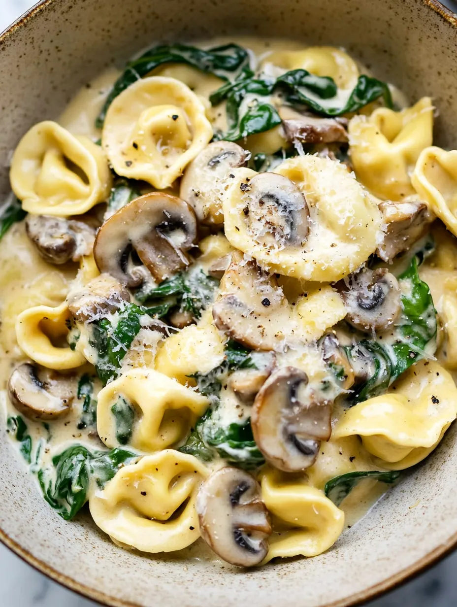 Cremiges Tortellini-Rezept mit Spinat und Pilzen