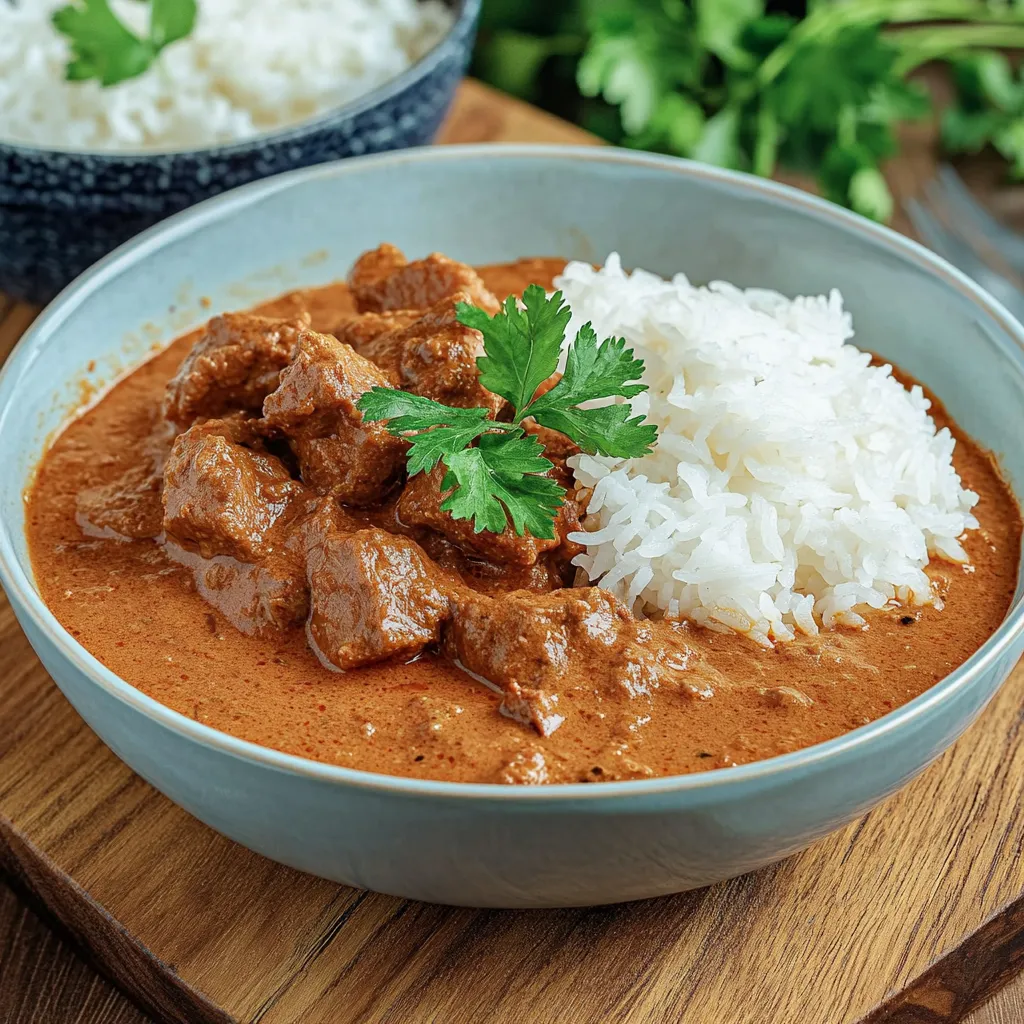 Leckeres Huhn in Buttersoße mit Reis