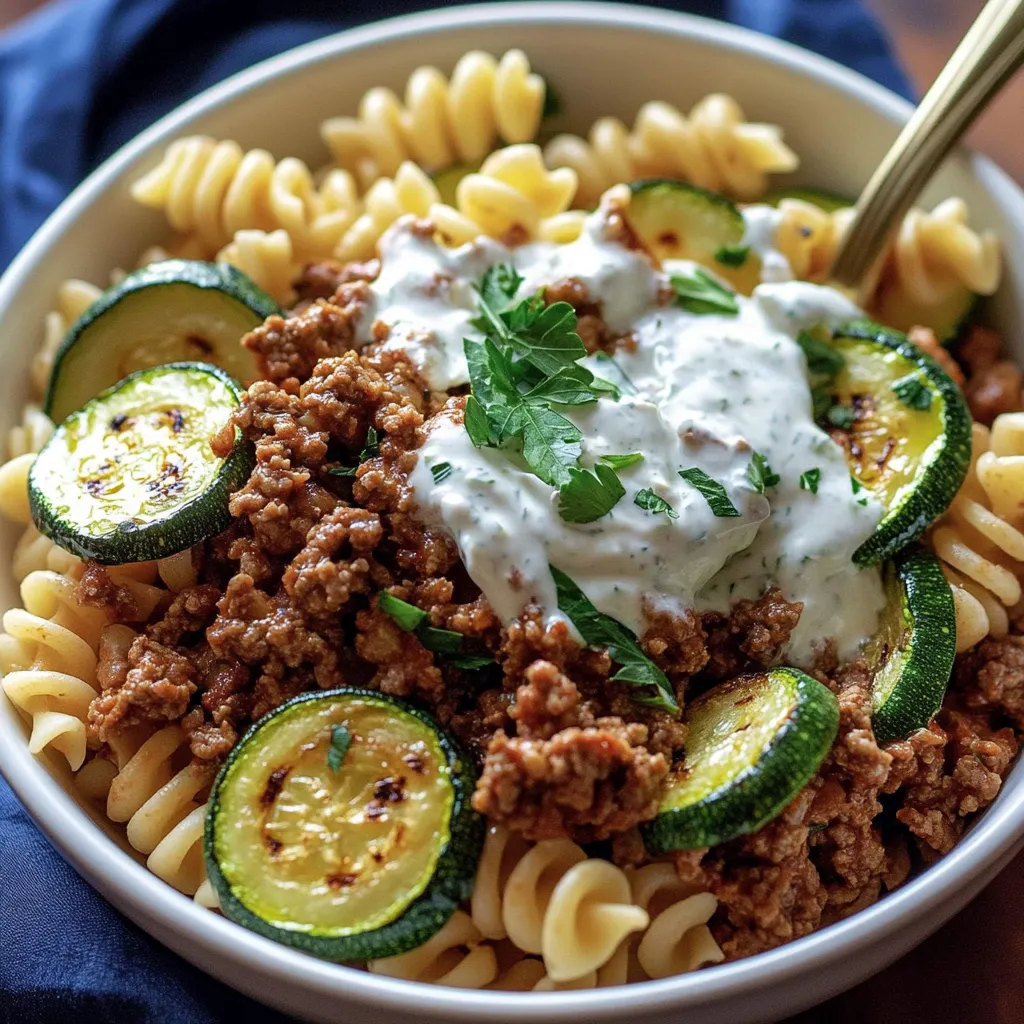 Türkische Nudeln mit Hackfleisch und Joghurt-Sauce