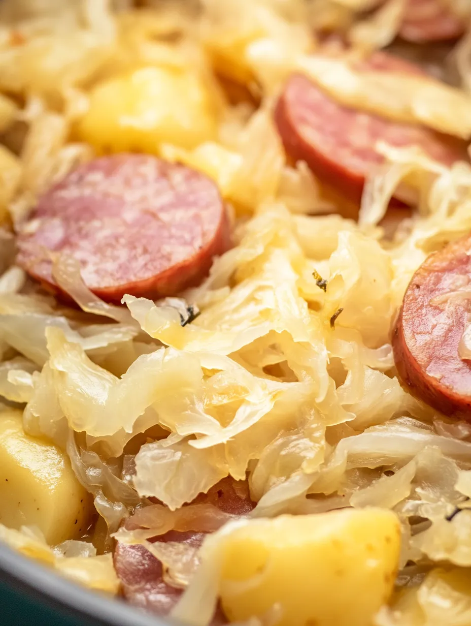 Polnische Wurst, Sauerkraut und Kartoffeln aus dem Schongarer