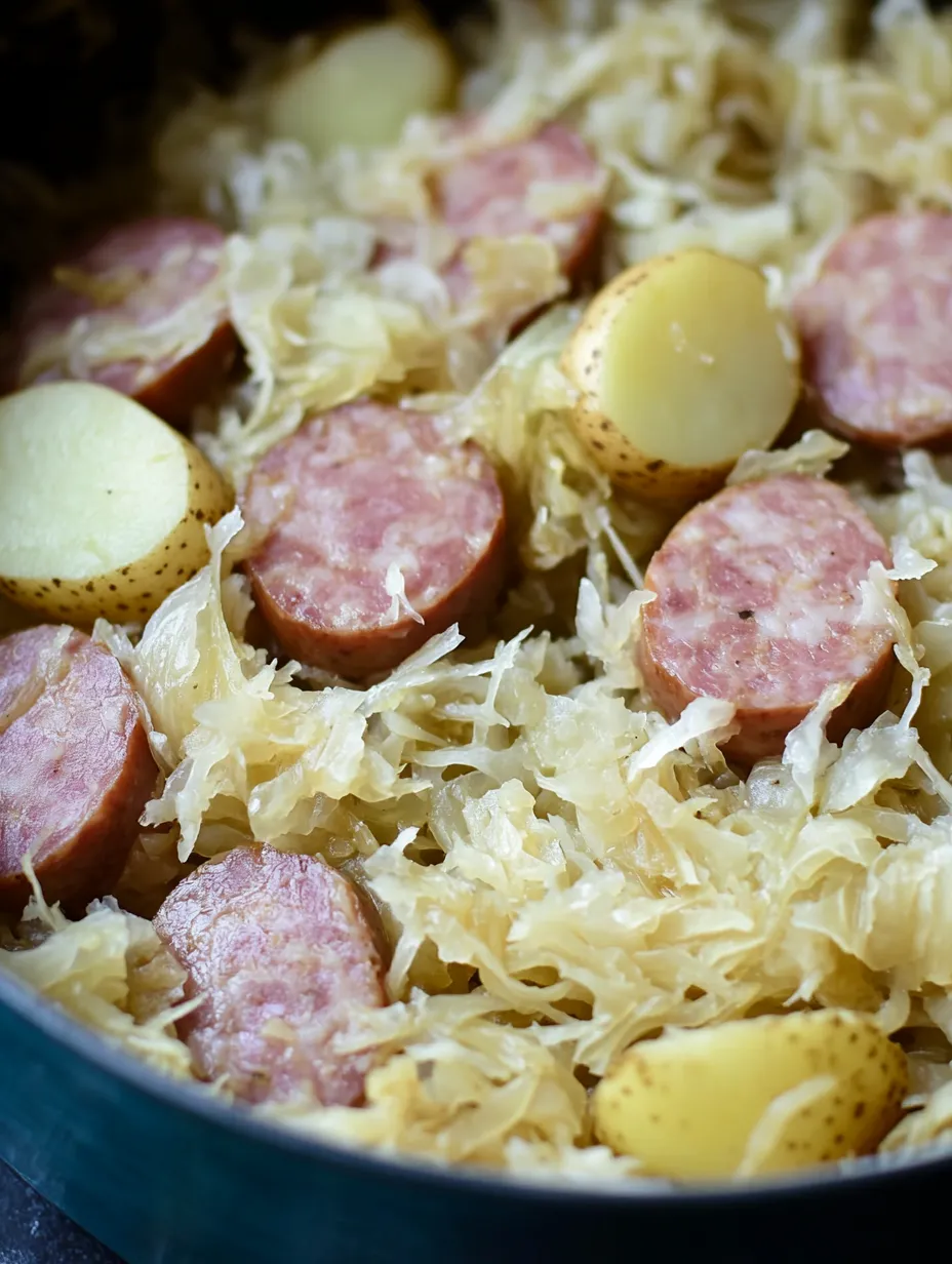 Bestes Rezept für polnische Wurst, Sauerkraut und Kartoffeln im Schongarer