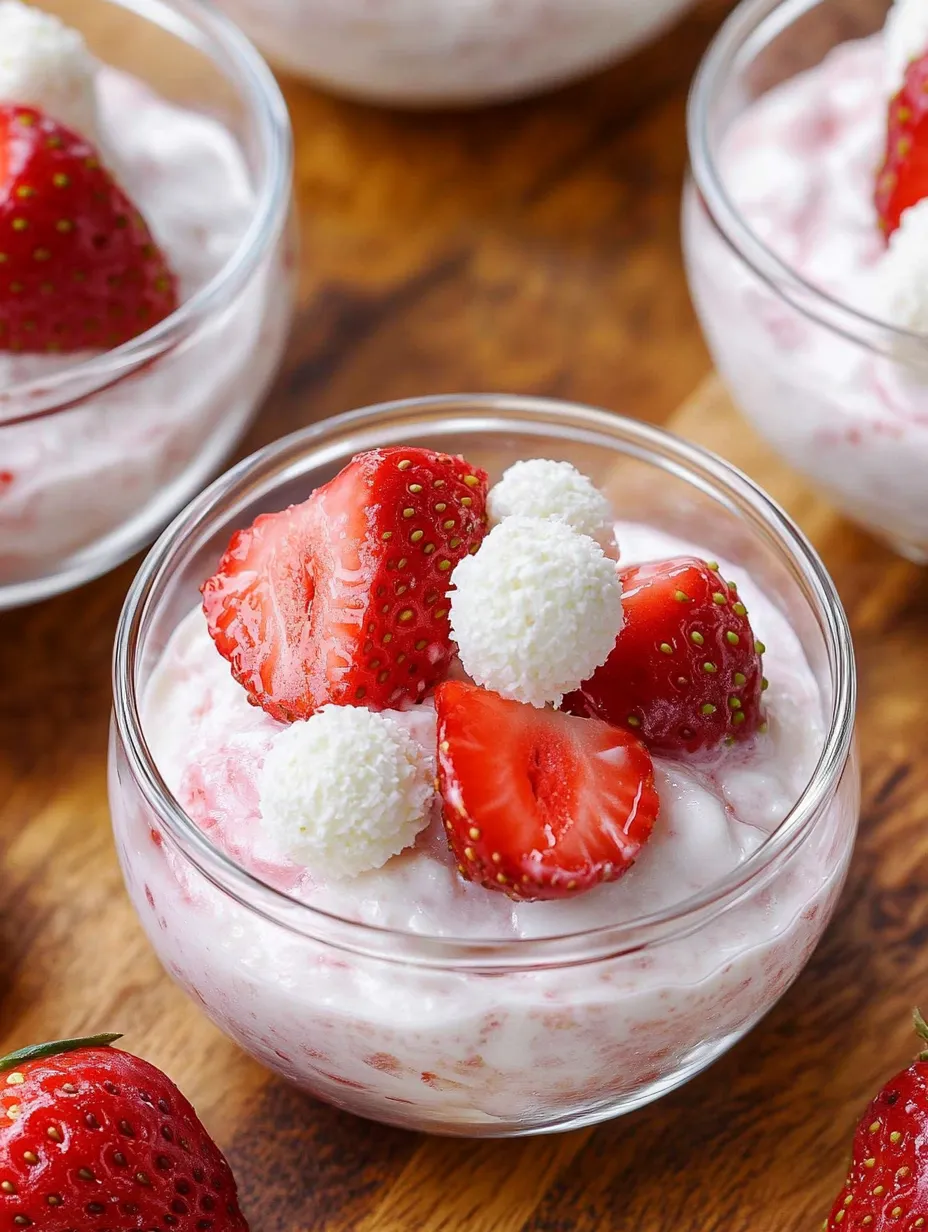 Fruchtiges Erdbeer-Raffaello-Dessert im Glas