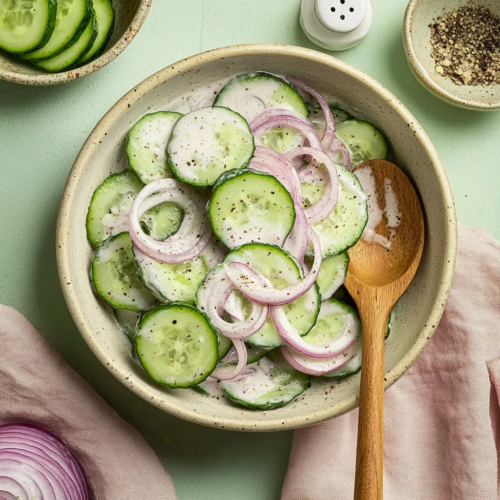 Kühler, cremiger Gurkensalat