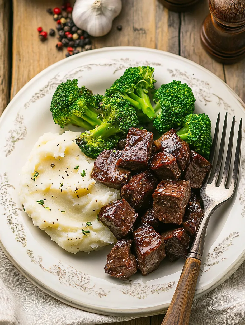 Zarte Knoblauch-Steakwürfel