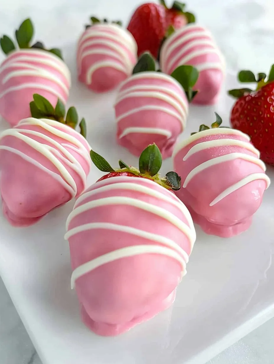 Hübsche Pink-Schoko-Erdbeeren