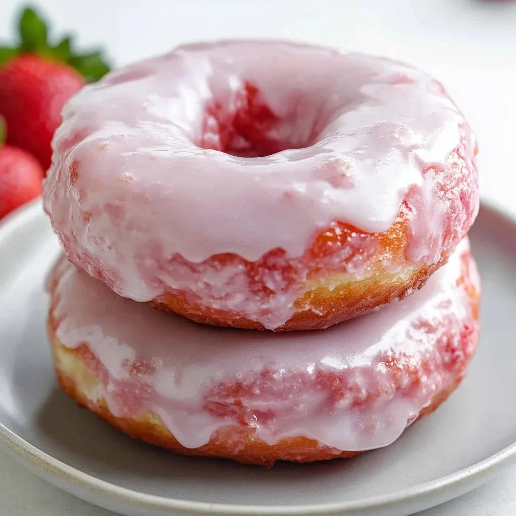 Saftige Donuts mit Erdbeerglasur
