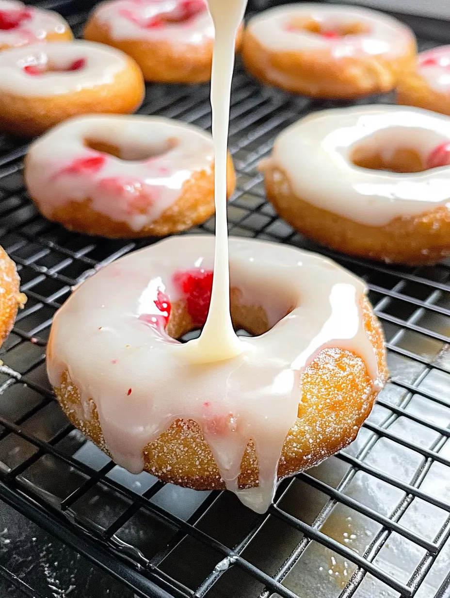 Luftige Erdbeerdonuts gefüllt