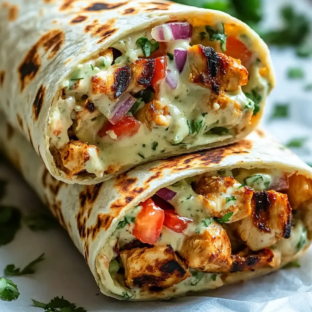 Chipotle Ranch Chicken Burrito aufgeschnitten und angerichtet