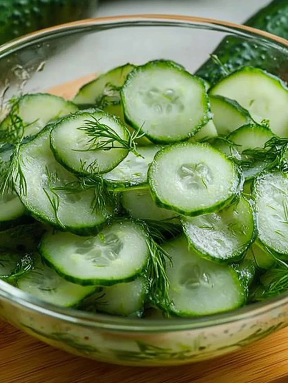 Traditioneller Gurkensalat mit Dill-Dressing