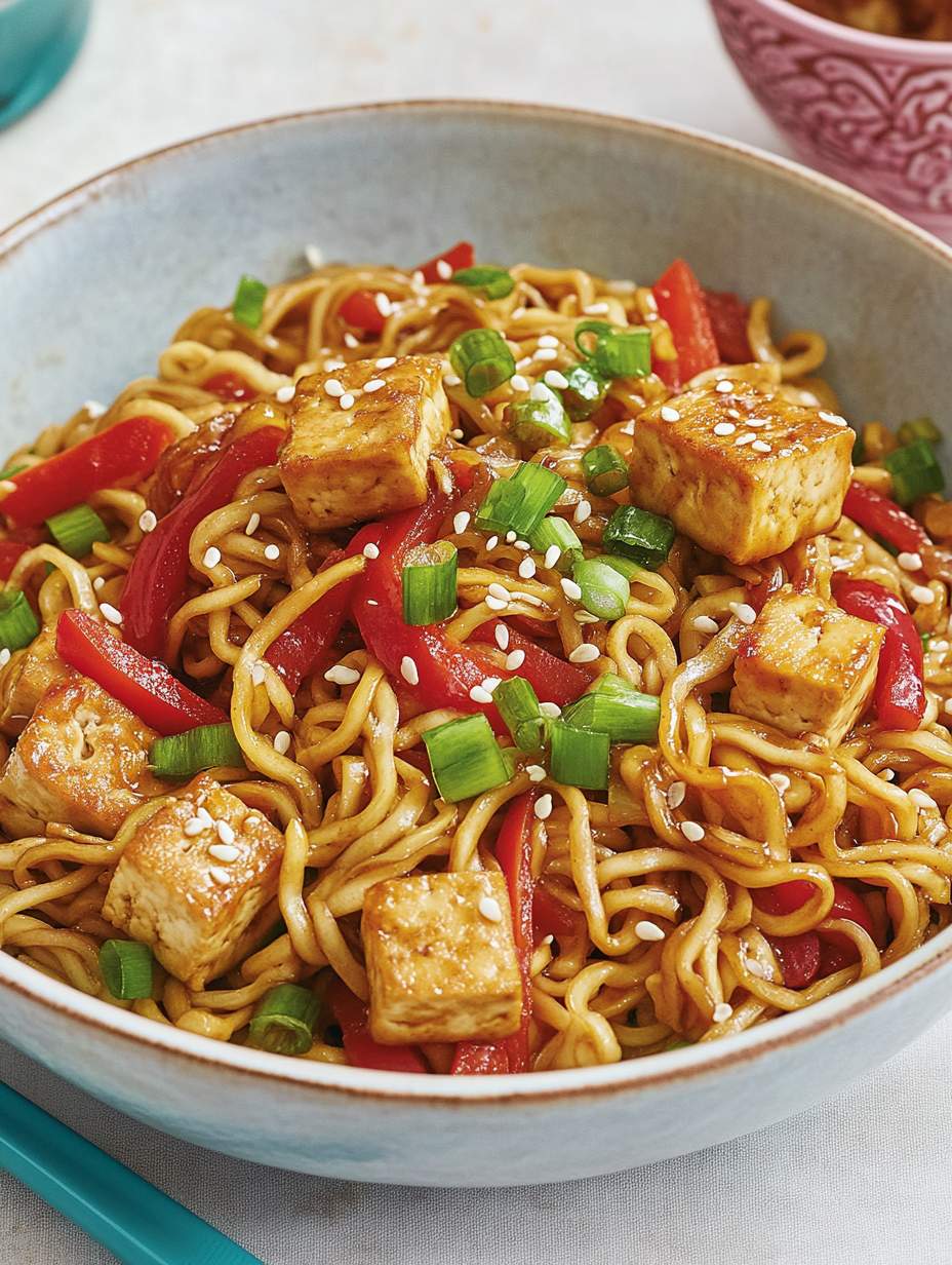 Tofu-Nudeln Gericht
