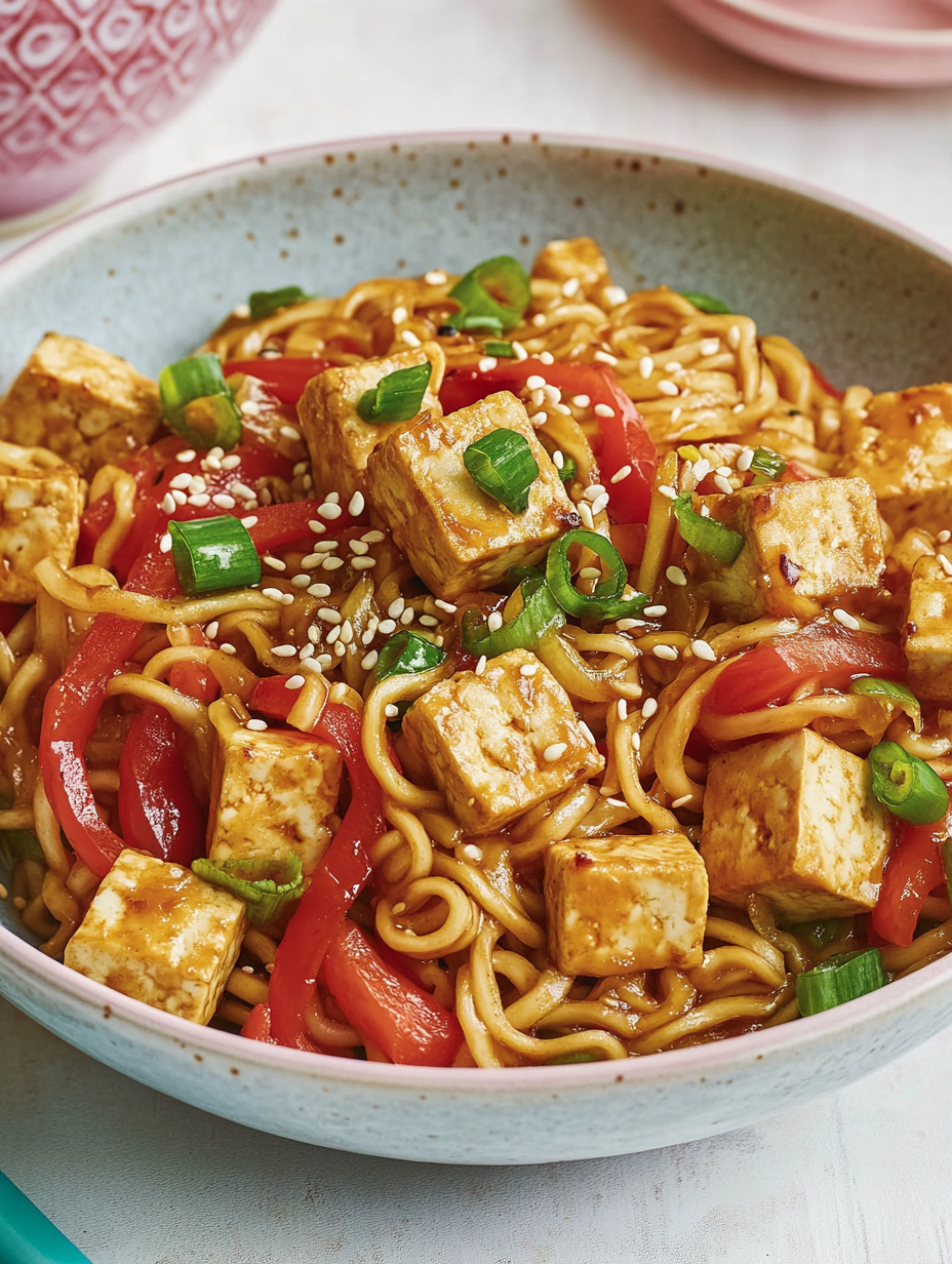 Tofu-Nudeln Gericht