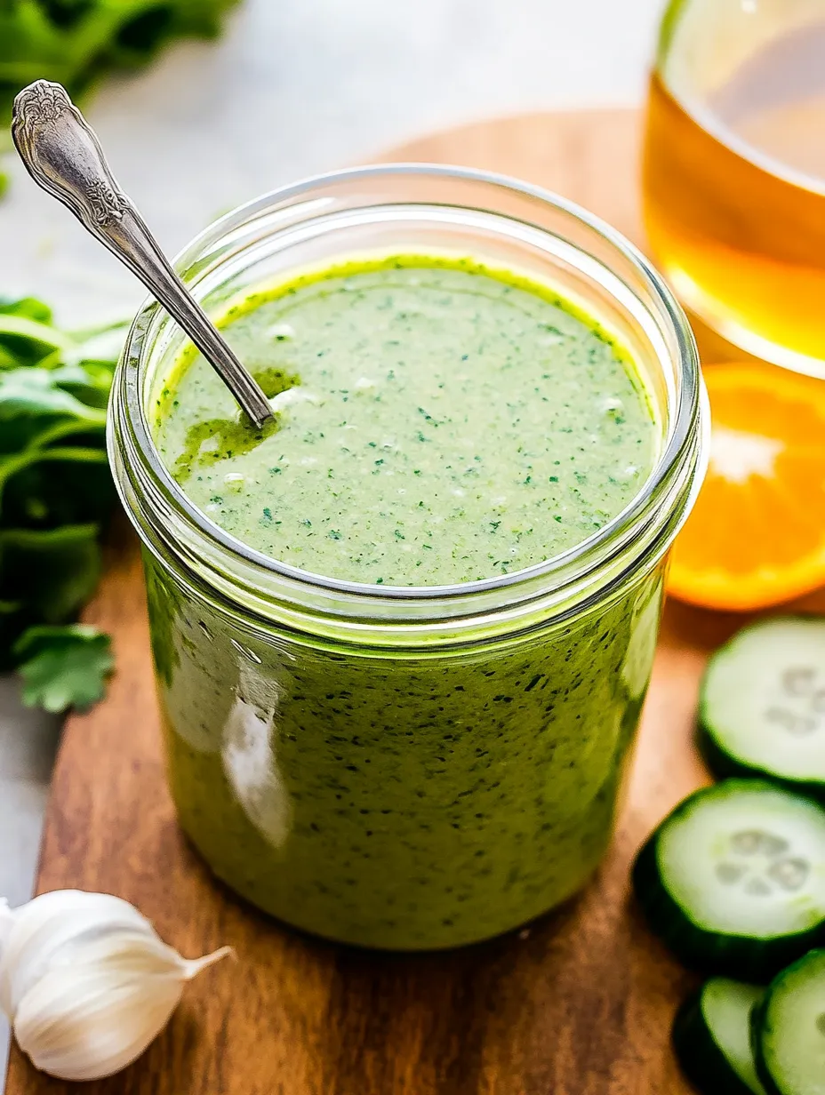 Ein Glas mit grünem Smoothie.