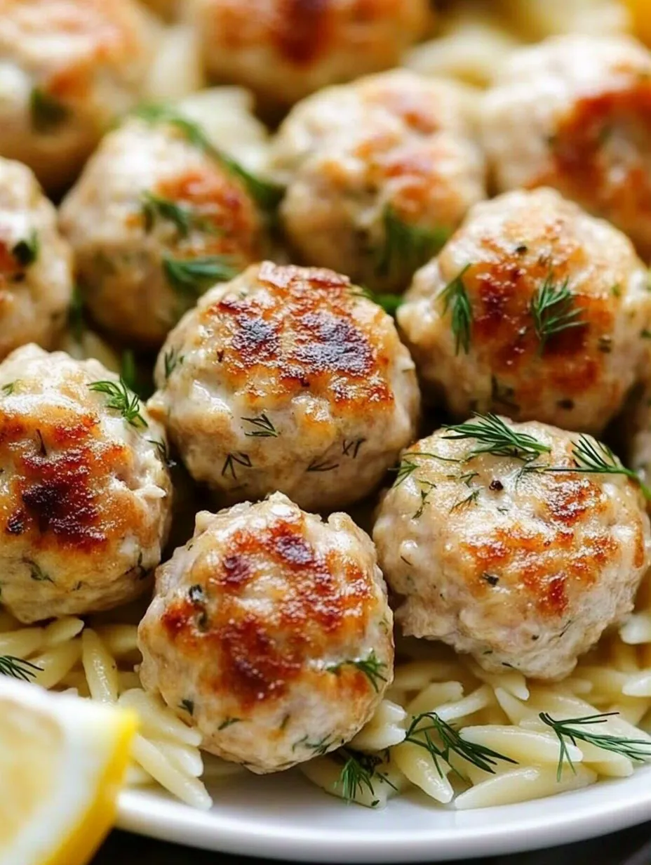 Ein Teller mit Fleischbällchen und frischen Kräutern obendrauf.