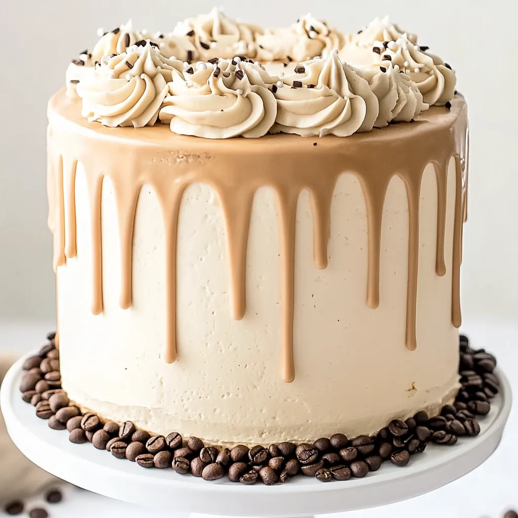 Eine Torte mit weißer Creme und Schokosoße obendrauf.