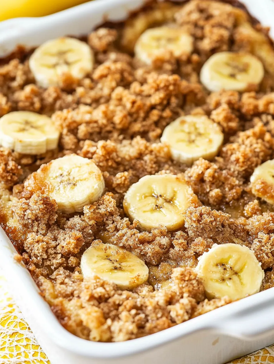 Ein Bananen-Zimt-Auflauf mit Streuseln.
