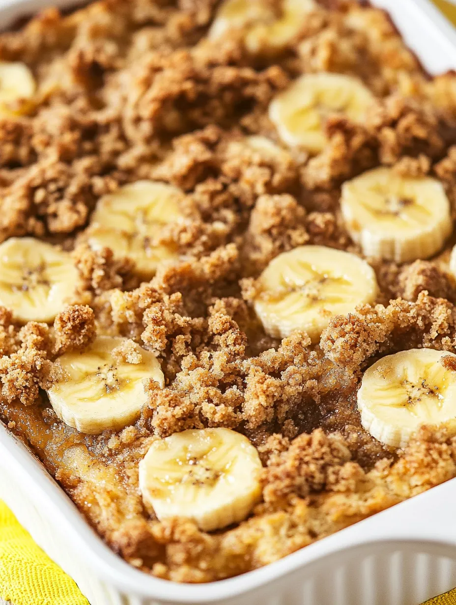 Nahaufnahme eines Auflaufs mit Banane und Zimt.
