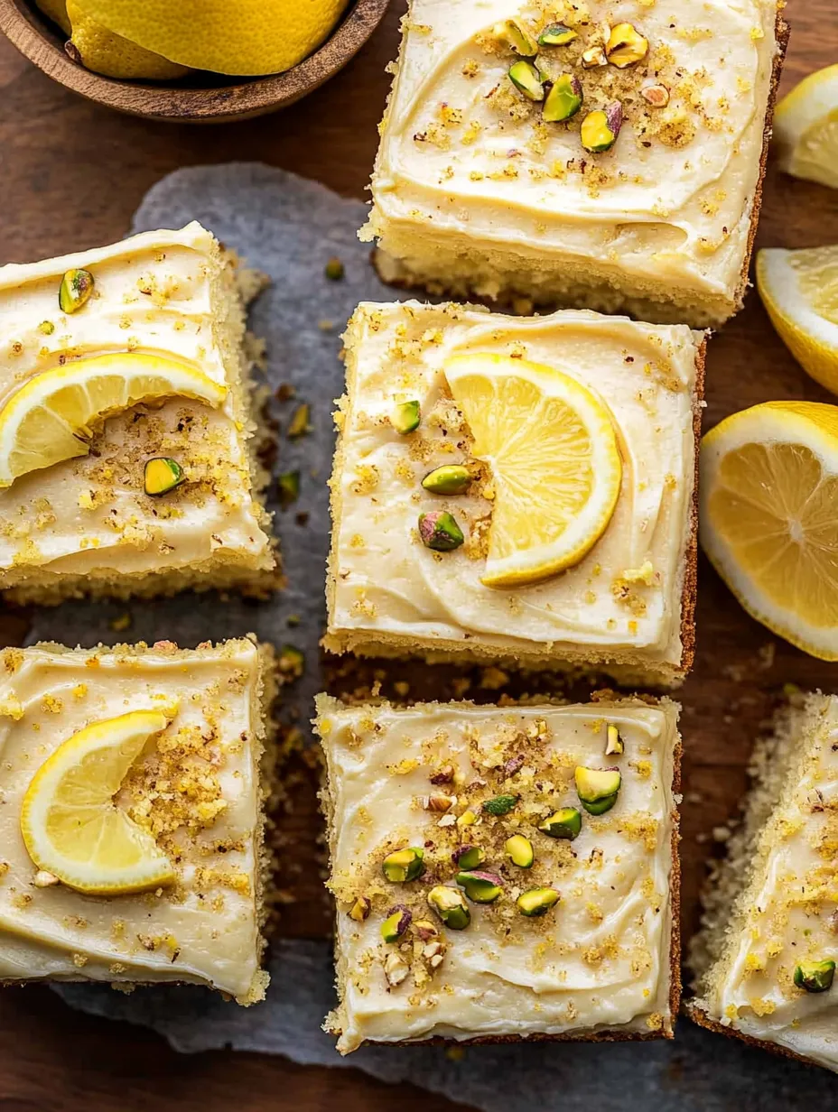 Ein Stück Kuchen mit Zitrone und Mandeln.