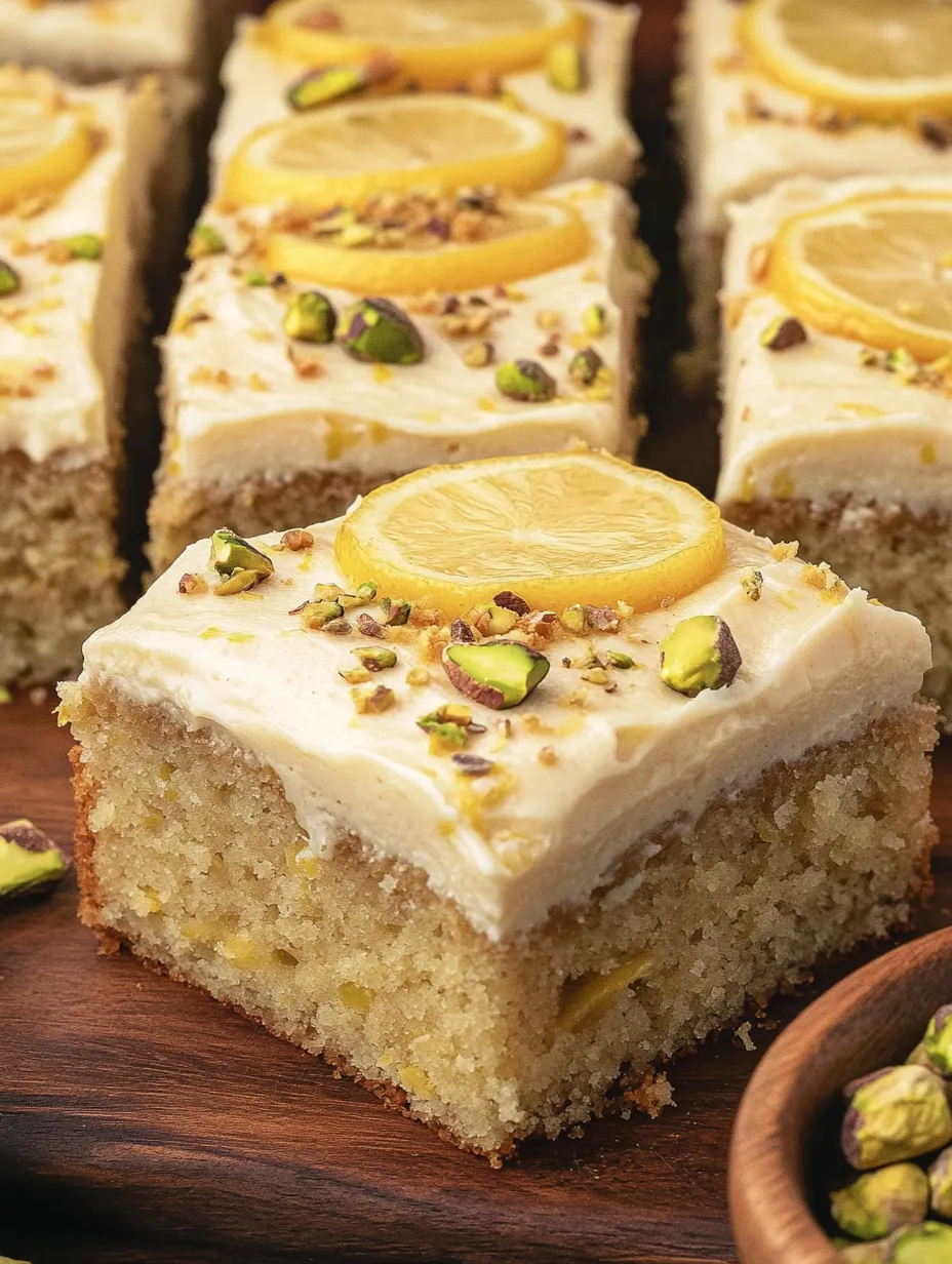 Ein Stück Kuchen mit Zitrone und Mandeln obendrauf.