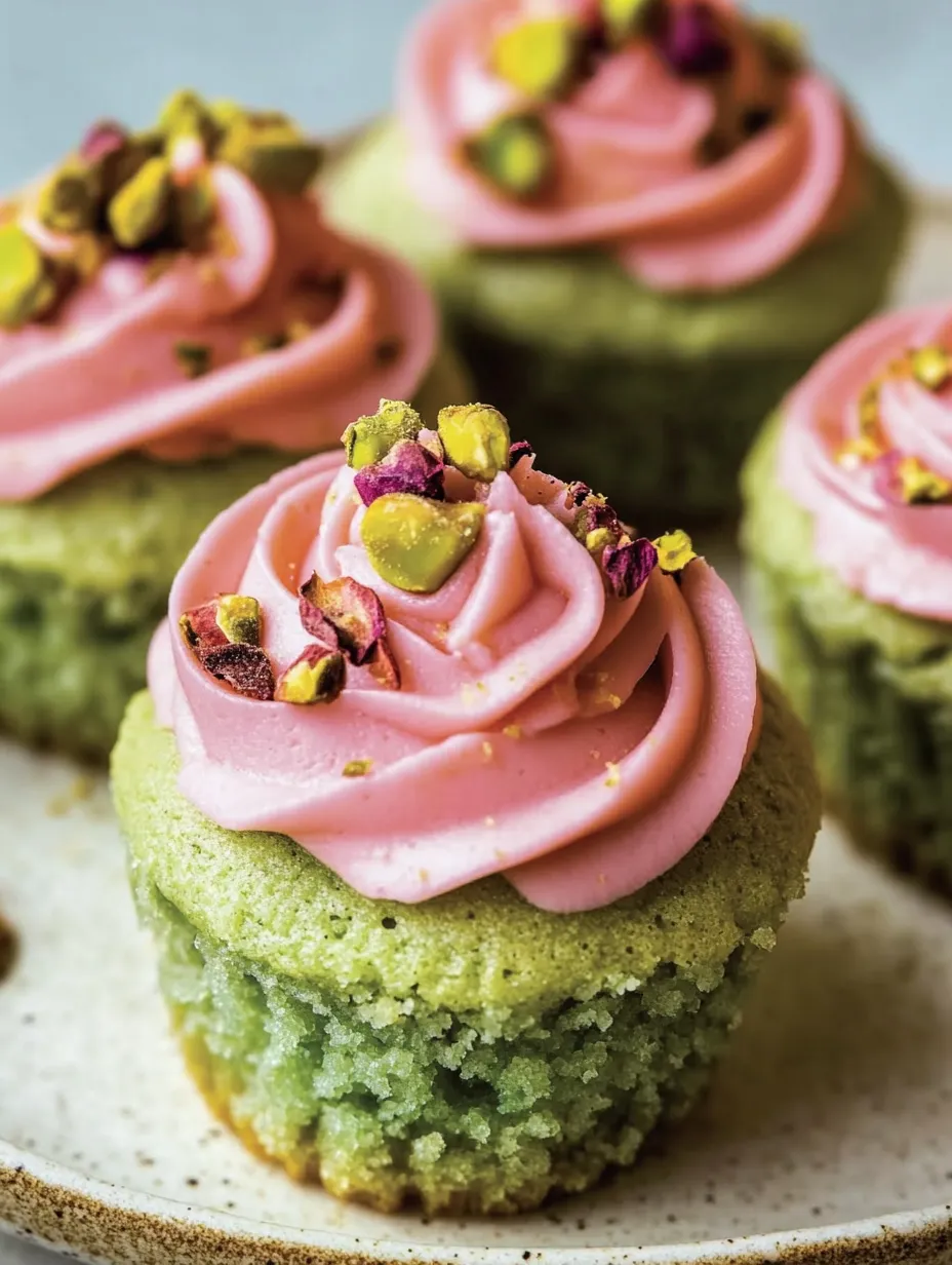 Ein Cupcake mit rosa Creme und Streuseln.