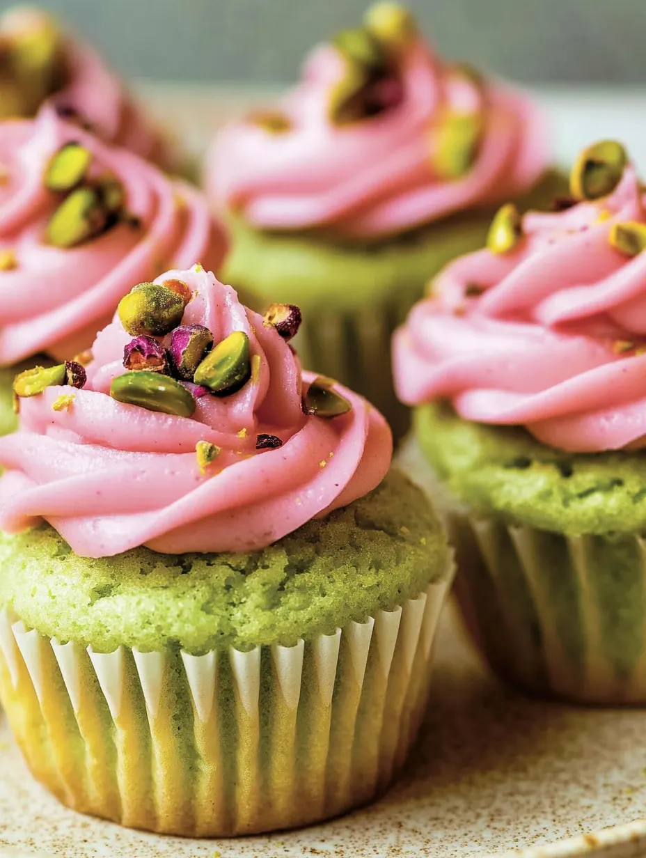 Ein Cupcake mit rosa Creme und Streusel obendrauf.