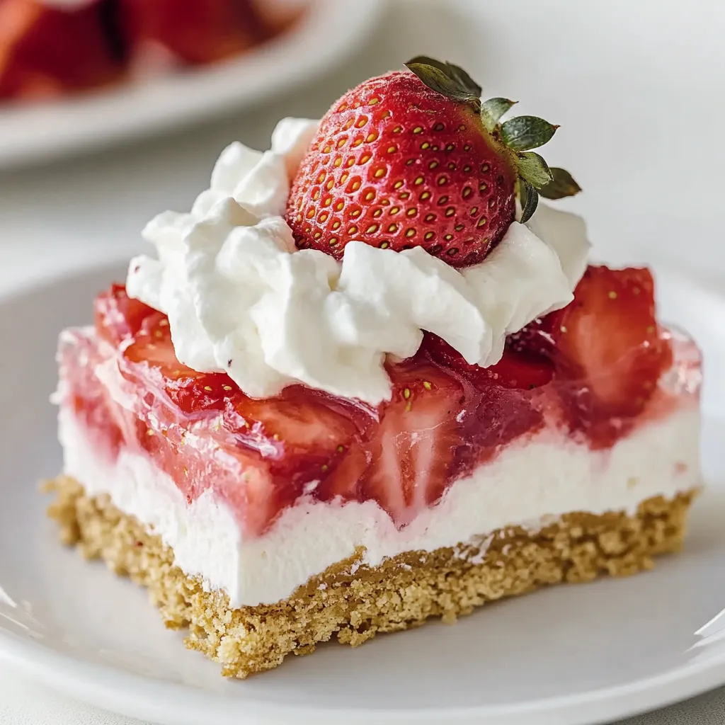Ein Stück Erdbeer-Käsekuchen mit Sahnehaube.