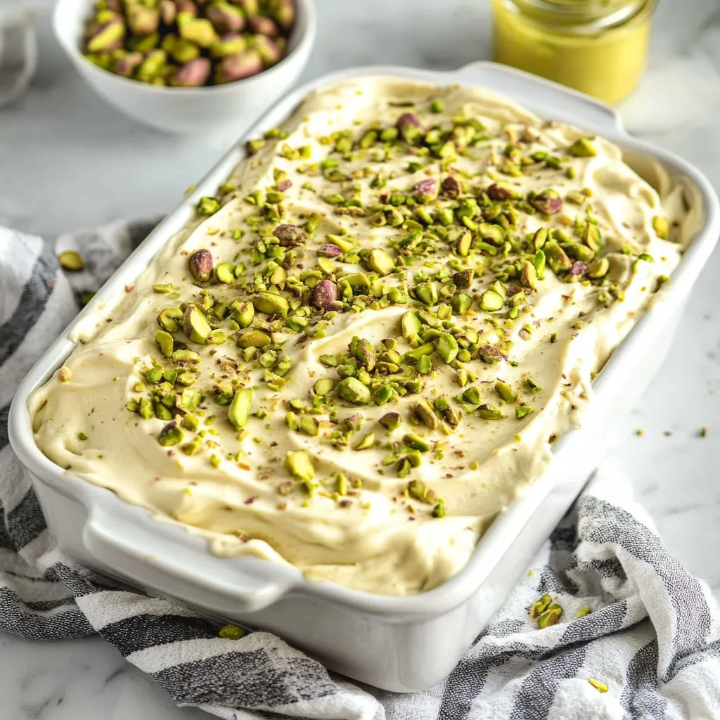 Eine weiße Schale mit cremigem Dessert gefüllt.