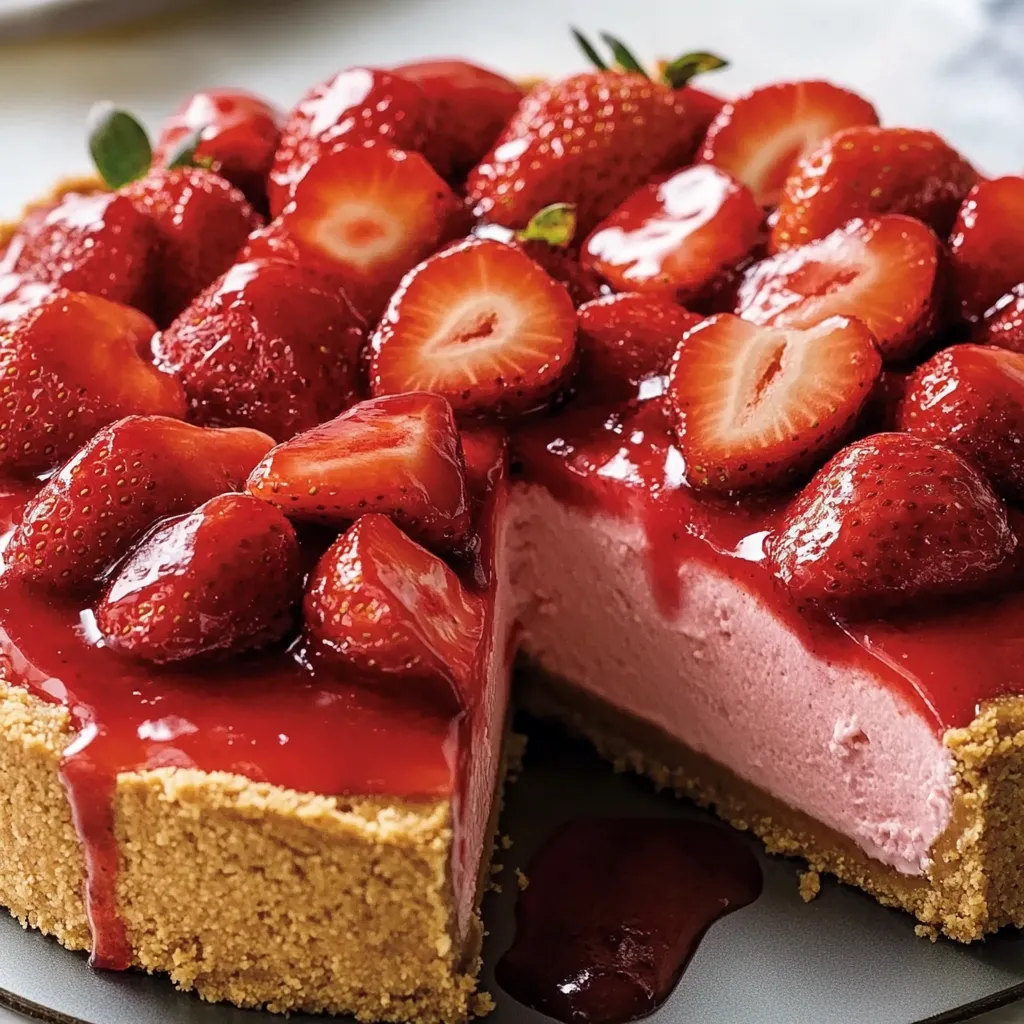 Ein Stück Erdbeer-Käsekuchen.