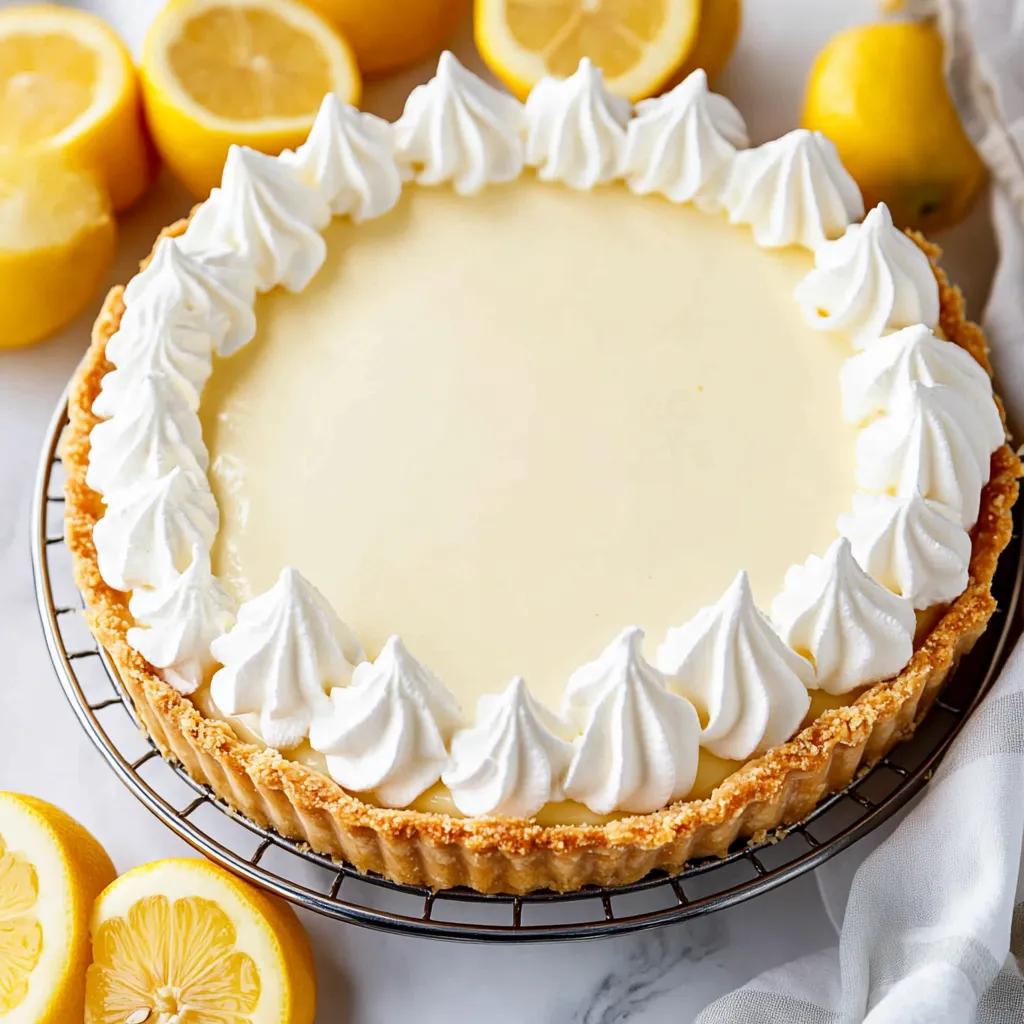 Ein Stück Zitronen-Baiser-Torte mit Sahnehaube.