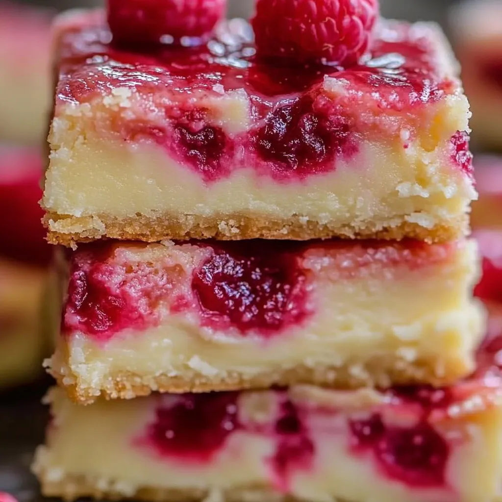 Ein Stück Kuchen mit Himbeeren obendrauf.