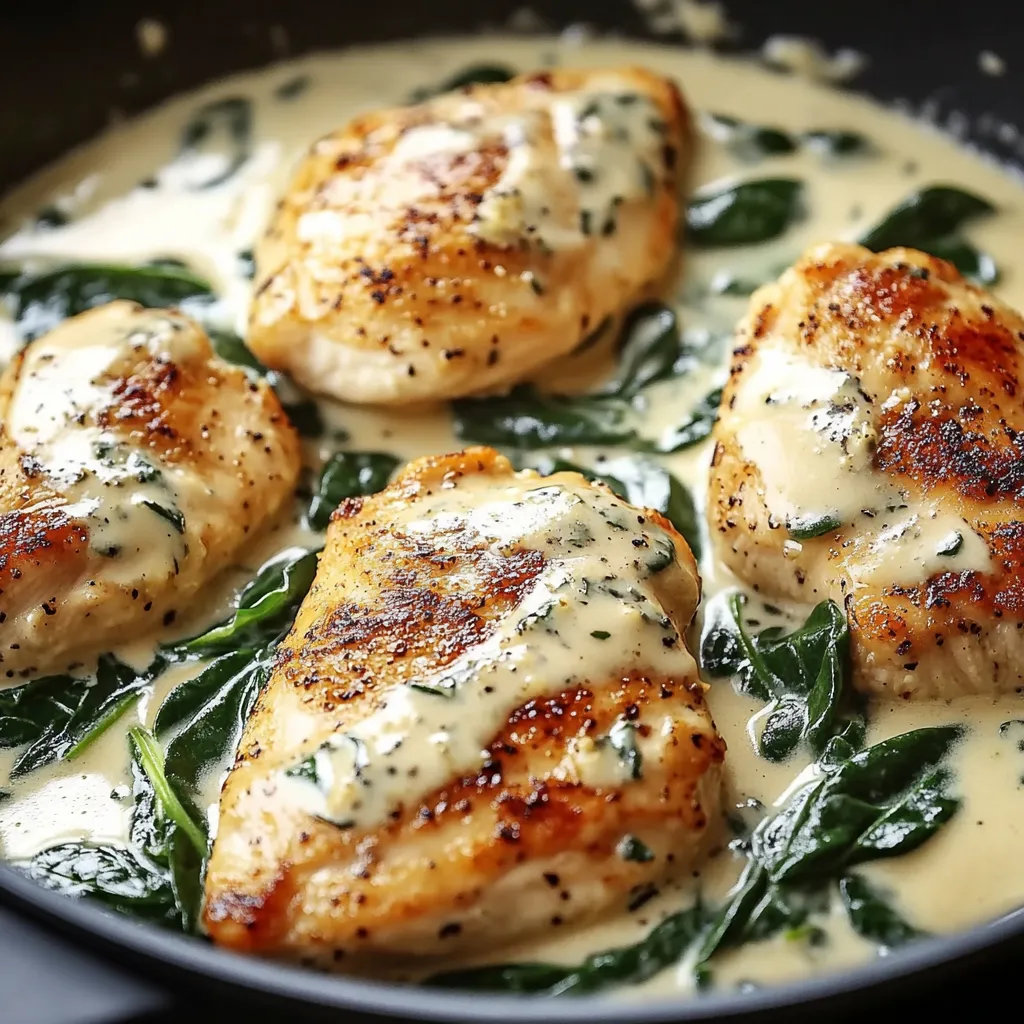 Hähnchen mit Soße und grünem Gemüse.