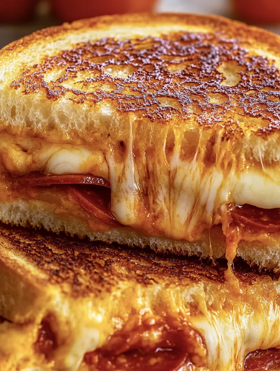 Nahaufnahme von einem Grilled Cheese Sandwich.