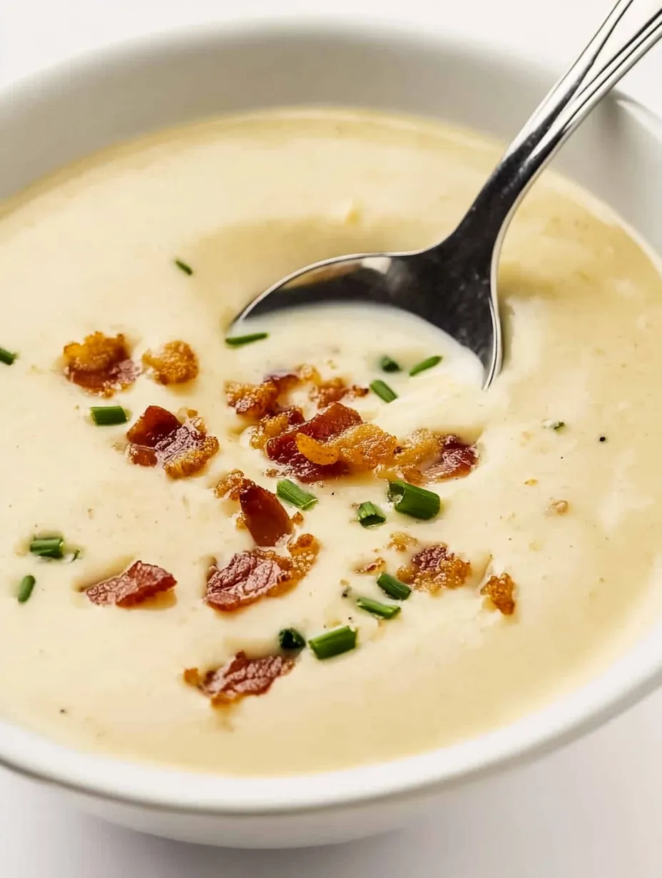 Eine Schale Suppe mit einem Löffel darin.