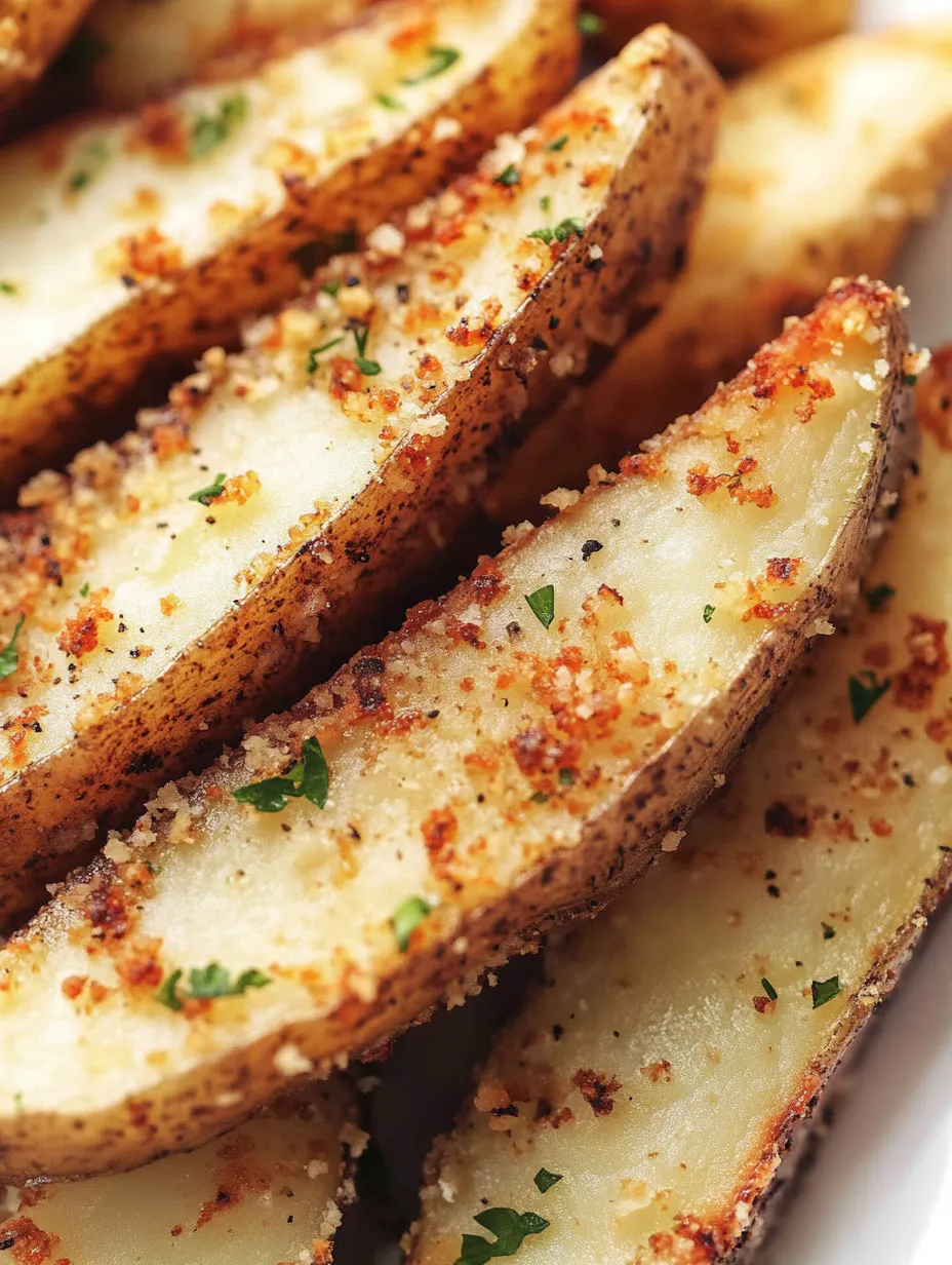 Nahaufnahme von mit Gewürzen bestreuten Kartoffeln.