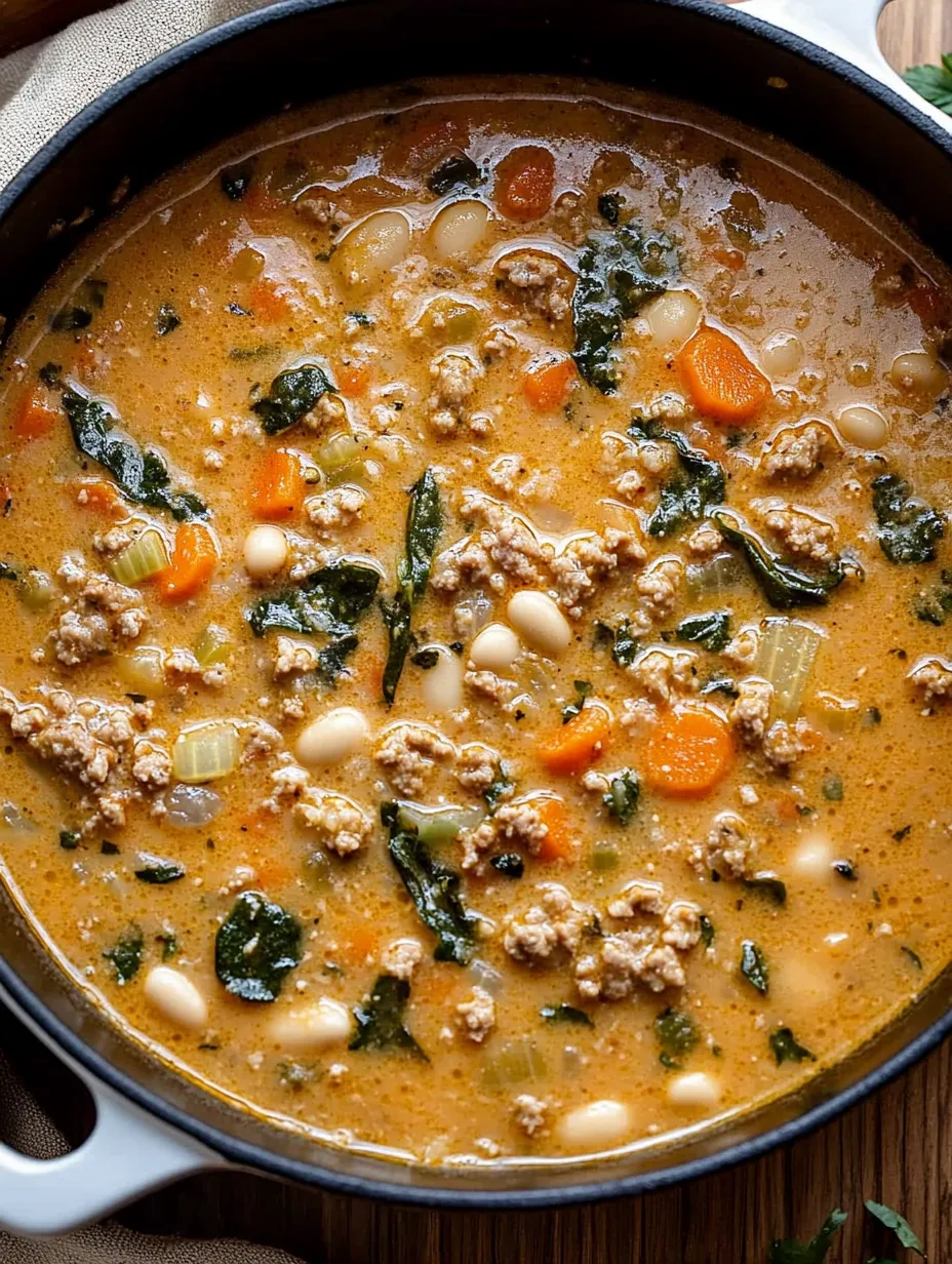 Eine Schüssel Suppe mit Wurst und Gemüse.