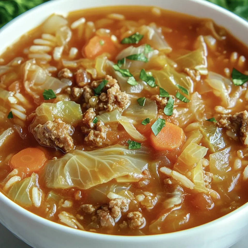 Eine Schale voll Suppe mit Fleisch und Gemüse.