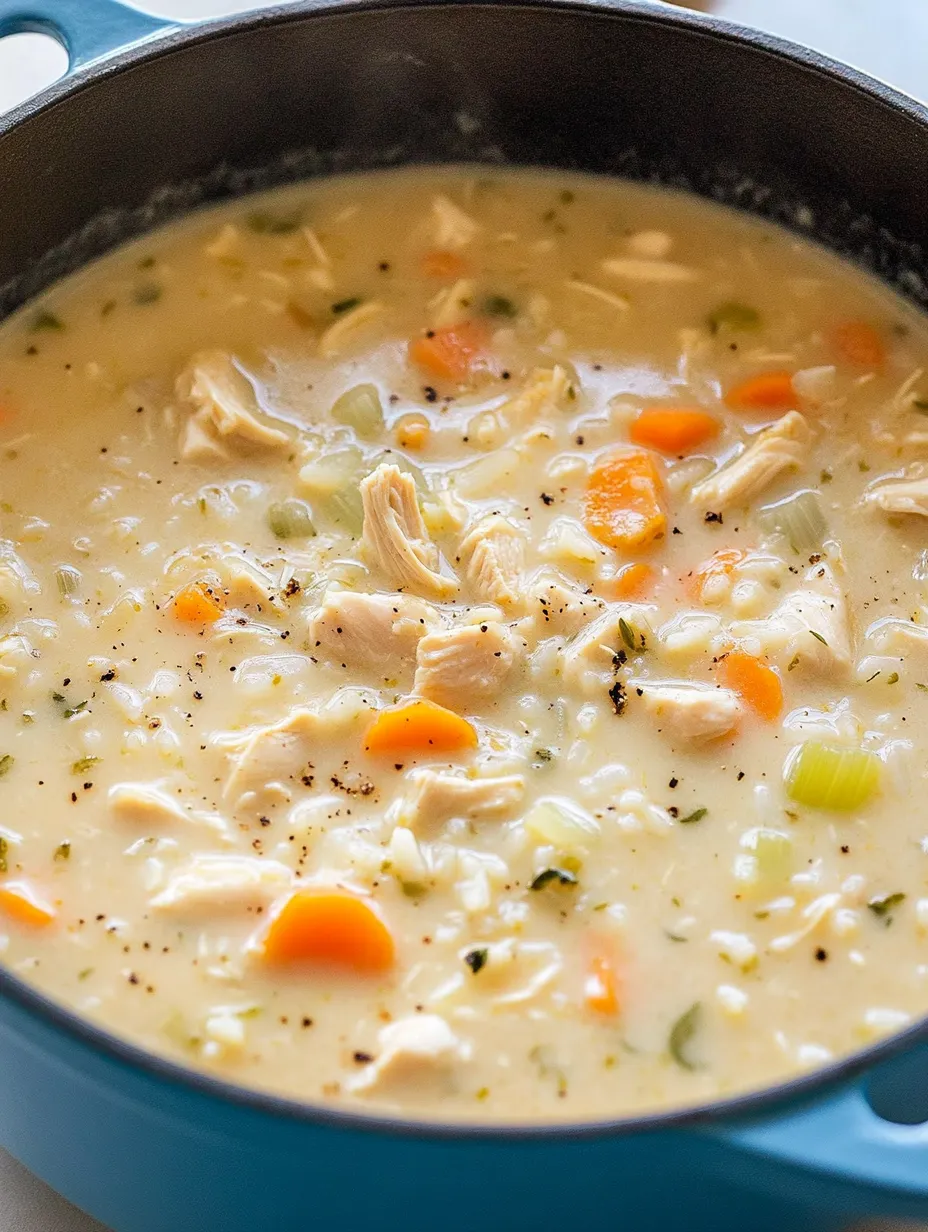 Eine Schüssel mit Hühnersuppe und Karotten.
